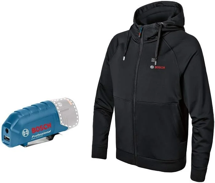 Bosch Professional Beheizbare Sweatjacke GHH 12+18V XA (inkl. USB-Ladeadapter GAA 12V-21 ohne Akku) - Größe S — Heizkleidung