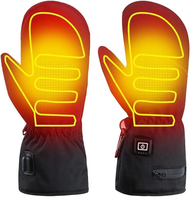 Beheizte Fäustlinge Damen Wiederaufladbare Heizhandschuhe Touchscreen Anti-Rutsch-Handschuhe mit Fleecefutter Winter-Thermohandschuhe zum Radfahren Skifahren — Heizkleidung