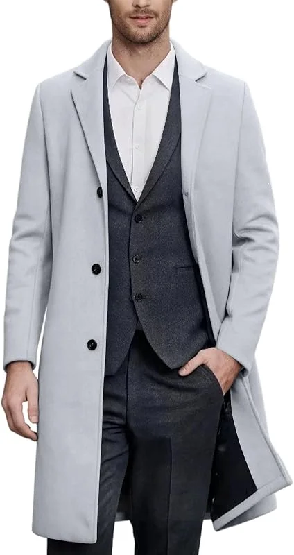 Mantel Herren Wolle Wintermantel Lang Business Wollmantel Elegant — Heizkleidung