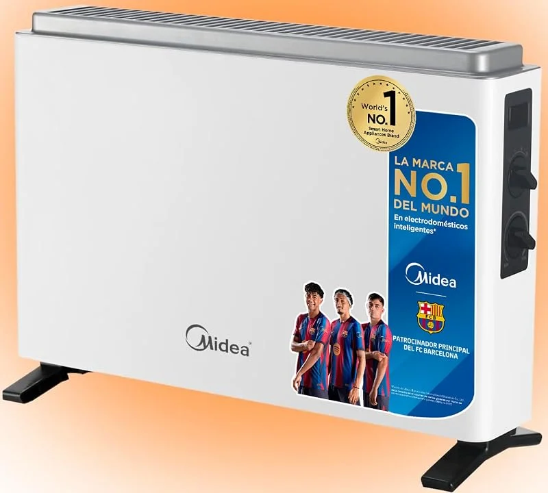 MIDEA Elektrischer Konvektor, geringer Stromverbrauch, 2000 W, Elektroheizung mit verstellbarem Thermostat, Elektroheizung mit 3 Leistungsstufen, thermischer Emitter mit Schutz vor — Heizung Warmepumpe