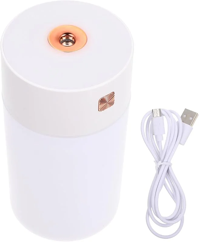 UKCOCO USB Luftbefeuchter Raumluftbefeuchter mit Nebelfunktion 300ml Weiß 2 Gänge Abs, pp für Schreibtisch und Auto mit Aromatherapie Abschaltautomatik