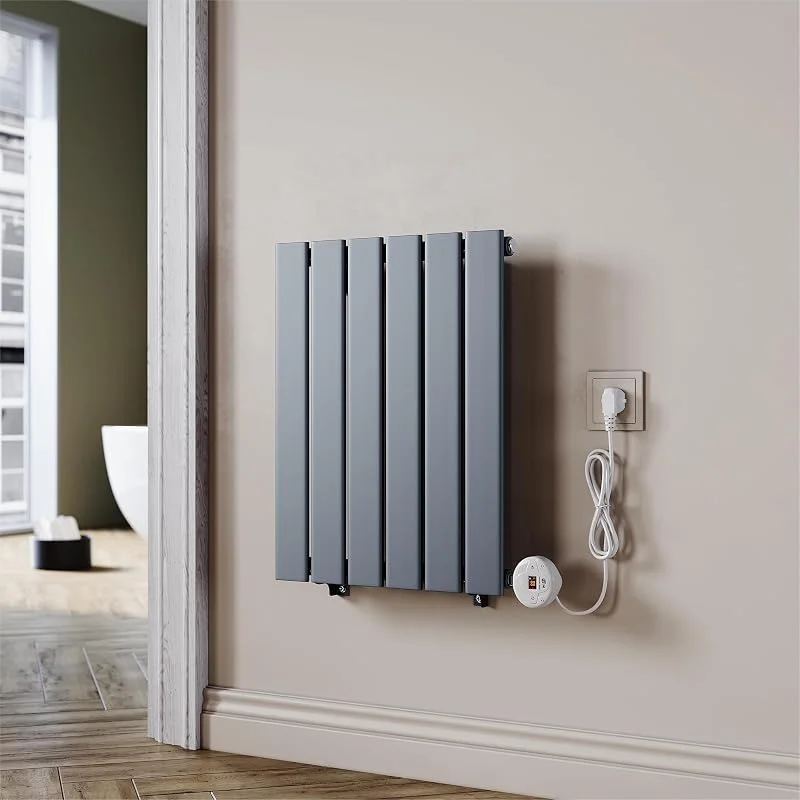 Badheizkörper Elektrischer Paneelheizkörper Anthrazit 600x452mm Mit Programmierbare Thermostate für Handtuchwärmer Handtuchheizkörper Elektrisch mit Timerfunktion und Temperaturregler — Heizung Warmepumpe