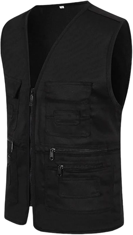 Generisch Herren Leichte Freizeitweste Weste Herren Sommer Sport Jagdweste Outdoor Atmungsaktiv Arbeitsweste Wandern Leichtgewicht Camping Anglerweste mit Vielen Taschen Freizeit Jagd Reiseweste — Heizkleidung