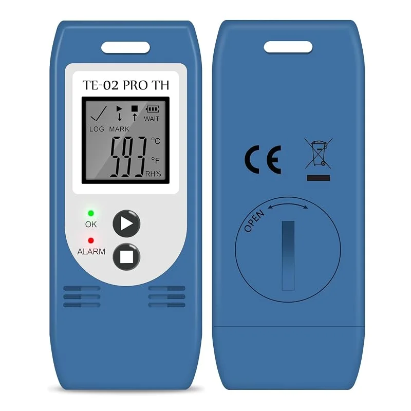ThermElc TE-02 Pro TH USB Temperatur Luftfeuchtigkeits Datenlogger – Hochpräziser Temperaturleistungsmonitor, Auto PDF, CSV-Berichterstellung, 32.000 Speicherpunkte, CFR Part 21-konform Mit Alarm — Luftbefeuchter