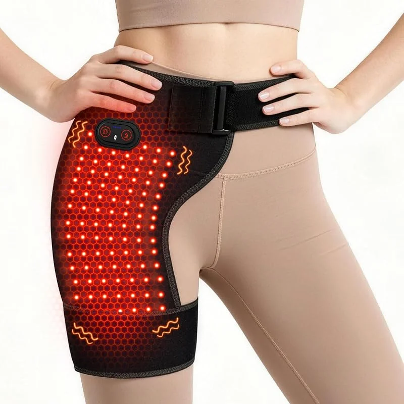 Kabellos Heizkissen für Hüfte Hüftmassagegerät 3 Heiz- & 3 Vibrationsstufen für Ischias-Schmerzlinderung, Beheizte Hüftstütze Heizung Pad Hüfte Wrap für Gesäß, Oberschenkel Schwarz — Heizkleidung