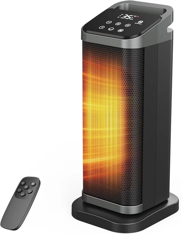 2000W Leiser Keramik Heizlüfter, Elektrische Heizung mit 70° Oszillation, 3 Betriebsmodi, 12H Timer, Fernbedienung, ECO Energiesparend Elektroheizkörper, für Wohnzimmer Schlafzimmer Büro — Heizung Warmepumpe