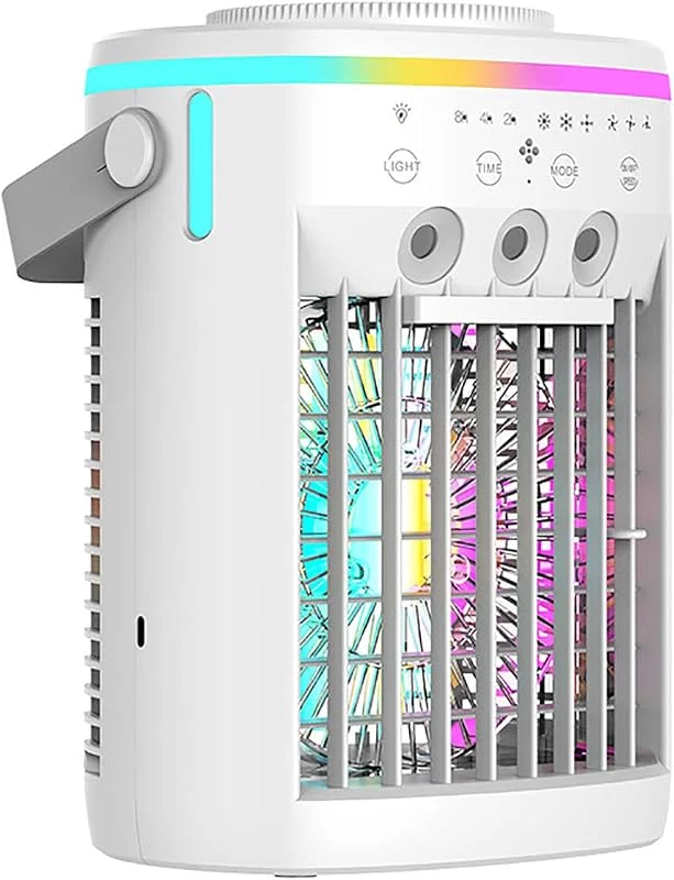 Standventilator mit Wasserkühlung Fernb, 1L Tank, Persönlicher Swamp Kühler für Innen, 3 Geschwindigkeiten, Sprühstufen, Energieeffizient, 2-4-8Timer, Keine Fenster Erforderlich, für Zuhause, Büro, Reise — Luftbefeuchter