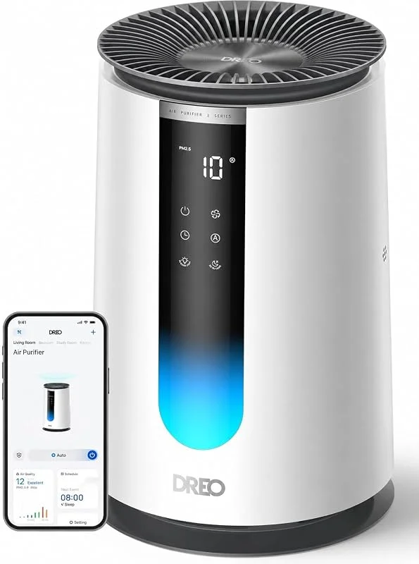 DREO Luftreiniger für Allergiker & Wohnung, HEPA-Filter, CADR 196 m³, h — Luftbefeuchter