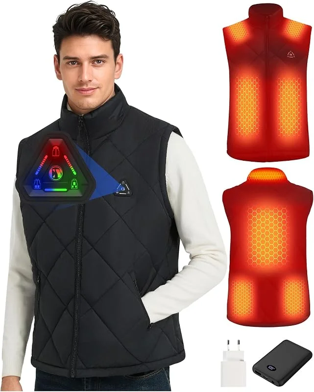 CYCYHEAT Beheizbare Weste Damen Herren 7, 4V Heizweste für Winter Outdoor — Heizkleidung