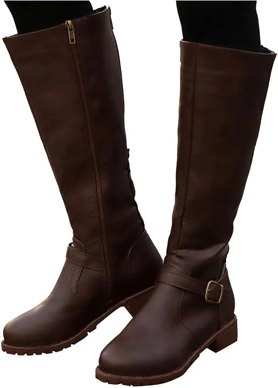 Generisch Damen Reißverschluss Overknee-Stiefel mit runder Zehenpartie warm gefüttert für kalte Tage — Heizkleidung