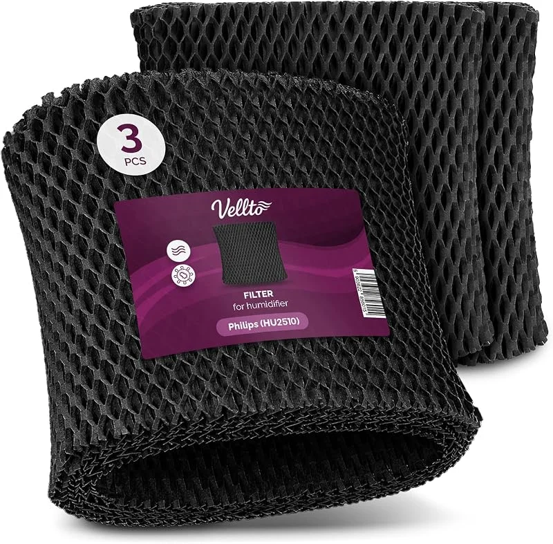 3x Vellto Luftfilter Filter Kompatibel mit Philips HU2510 Ersatzfilter Ersatz Luftbefeuchterfilter für Hygienische Befeuchtung Luftbefeuchter Waschbar Effizient