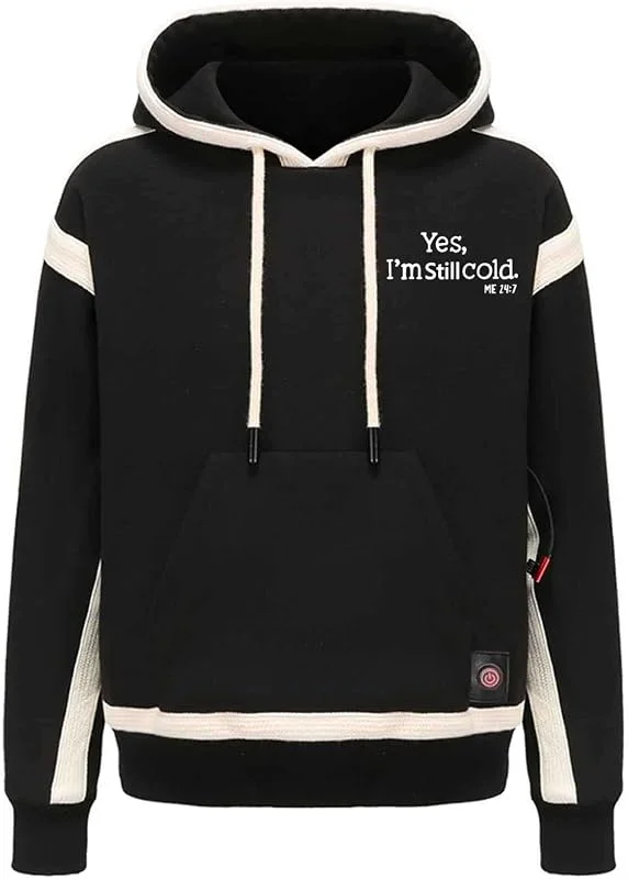 Beheizbare Hoodie Damen Beheizbare Pullover Herren mit 9 Heizzonen Langarm Baumwolle Beheizte Kapuzenpullover USB Elektrisch Beheizbare Sweatershirt mit Kapuze Erwachsene Bluse Tops mit Heizung — Heizkleidung