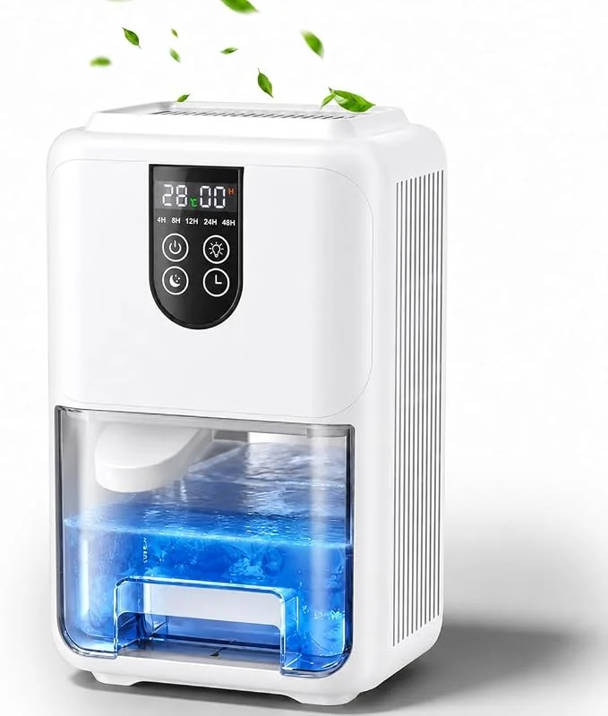 Luftentfeuchter elektrisch 1800 ml, Mini Raumentfeuchter mit Schlafmodus, 4–48 Std. Timer, Abschaltautomatik, Abtaufunktion und 7-Farben-Licht für Schlafzimmer, Bad und kleine Räume — Luftbefeuchter