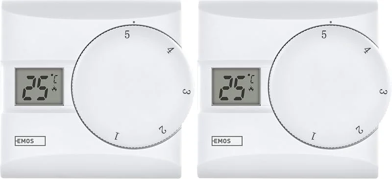 EMOS - digitaler Raumthermostat mit LCD-Display - manuell, drahtgebunden - Heiz- und Kühlsysteme - Temperaturregelung 5-30 °C - Aufputzmontage - einfache Bedienung - Batterie inkl. - weiß — Heizung Warmepumpe