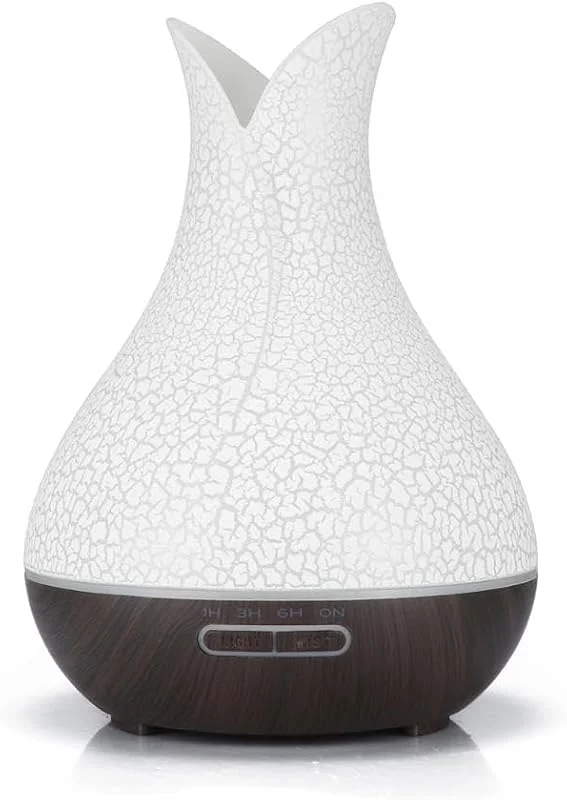 Aroma Diffuser BOT B5 DO - Weiß und Dunkelbraunes Holz 400 ml – Raumduft, Luftbefeuchter, Ätherische Öle Diffuser, Smart Home Lufterfrischer, Duftöl Diffuser für Schlafzimmer, Humidifier und Duftlampe
