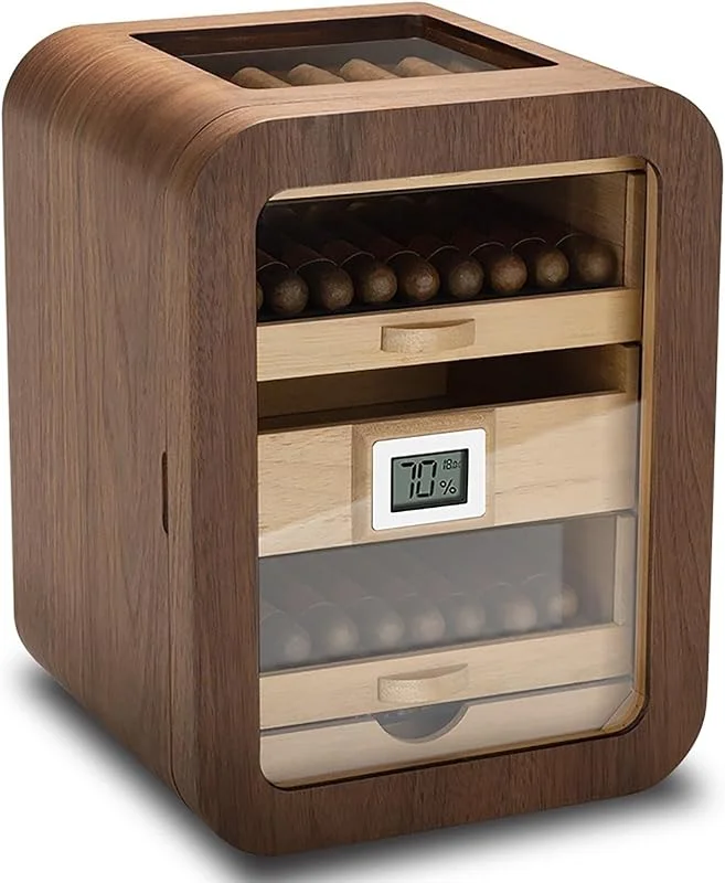 Zigarren Humidor Schrank, Elektronischer Luftbefeuchter mit Hygrometer, 110 Zigarren Kapazität, 360° Luftzirkulation, ideal für Zuhause, Bar, Party