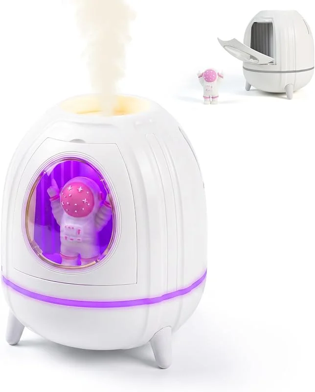 Luftbefeuchter für Schlafzimmer Baby - Cool Mist Luftbefeuchter mit Nachtlicht Typ-C Mini Luftbefeuchter, 2 Nebelmodi, 7 Farben Flammeneffekt, automatische Abschaltung, leiser kleiner Raumbefeuchter
