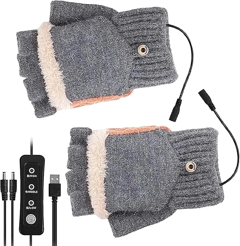 Beheizte Handschuhe, wiederaufladbar, Handwärmer, Fäustlinge, 3 Ebenen — Heizkleidung