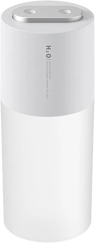 Doppelspray -Luftbefeuchter großer Nebelvolumen USB Tragbarer Desktop -Luftbefeuchter für Autobüro Haus Plastik 400 ml Wassertank 77 x 77 x 190 mm (Weiß)