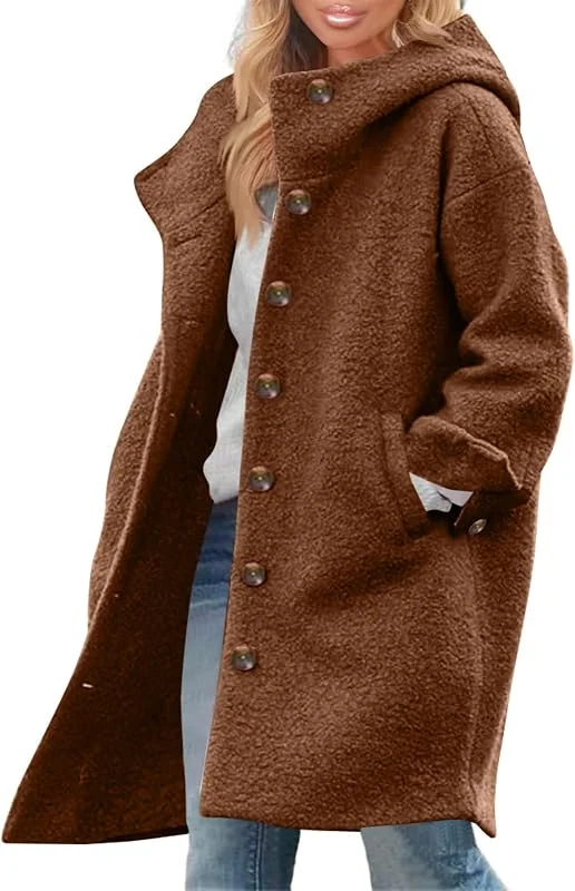 Ansenesna Wintermantel Damen Lang Wolle Wollmantel Damen Winter Oversize — Heizkleidung