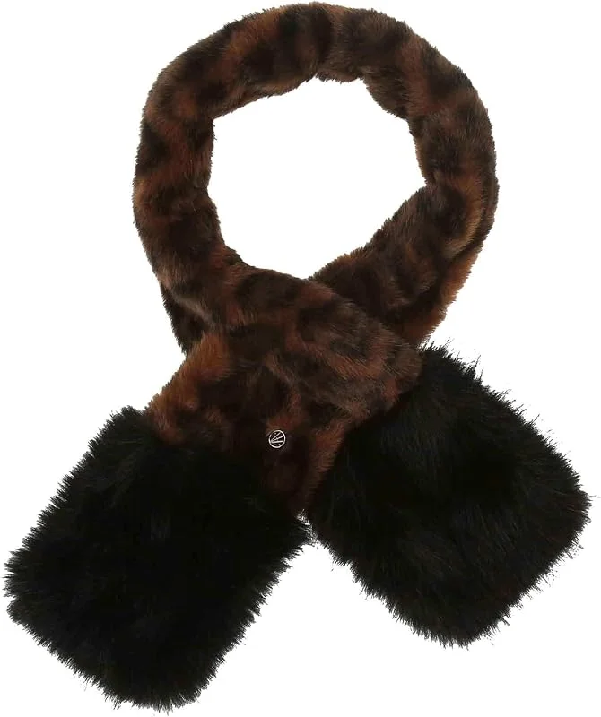 LOEVENICH Weicher Schal, Kunstfell mit Leoparden-Muster, OneSize, Damen & Herren, Stylischer Winterbegleiter — Heizkleidung
