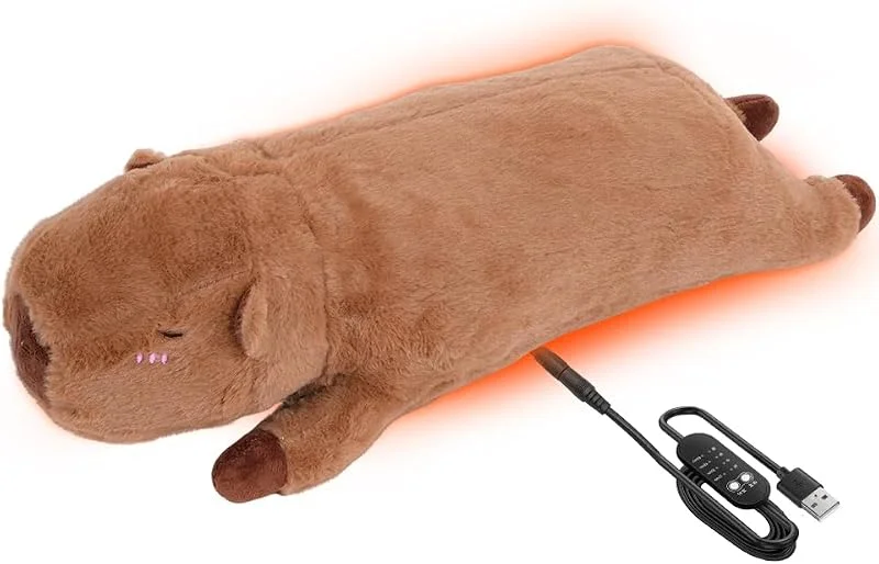 Capybara Heizdecke Kuscheldecke mit Abschaltautomatik, 48 cm Elektrisches Heizkissen USB mit Temperaturregelung und Timing, Wärmekissen Elektrisch für Periode Nacken Rücken Schulter Bauch — Heizung Warmepumpe