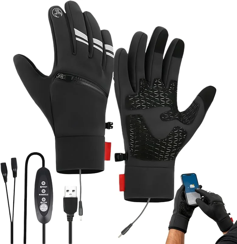 Beheizte Handschuhe für Damen, wasserdicht, wiederverwendbar, mit Display — Heizkleidung