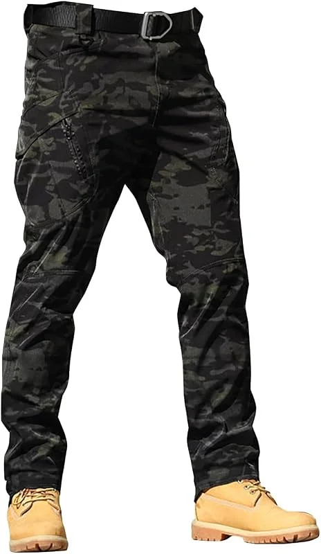 Cargohose Herren Camouflage Lang Arbeitshose Urban Tactical - Hose Herren Cargo Winter Baumwolle Cargohosen Stretch Arbeitshosen Baggy Bequem Wanderhose Modern Casual Softshellhose Cargo Hosen — Heizkleidung