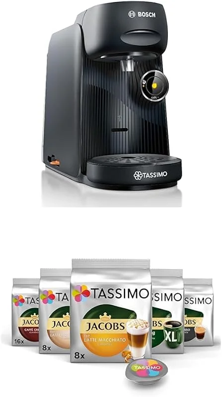 Bosch Tassimo finesse friendly Kapselmaschine TAS162E mit Tassimo Kapseln Probierbox, Vielfaltspaket, 64 Pads — Heizung Warmepumpe