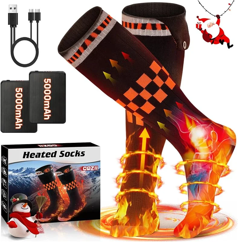 COZII Beheizbare Socken, Beheizte Socken Damen Herren mit 5V 5000mAh Akku — Heizkleidung