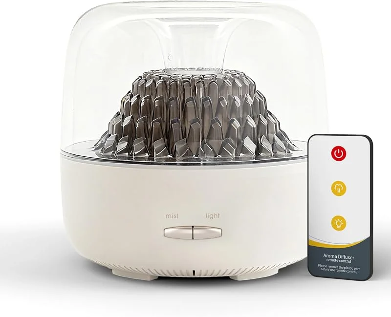 Diffusor für ätherische Öle, 200 ml Kleiner Ultraschall-Kühlnebel-Luftbefeuchter für die Aromatherapie mit Fernbedienung, 7 LED-Farben, Timer und automatischer Abschaltung, weiß