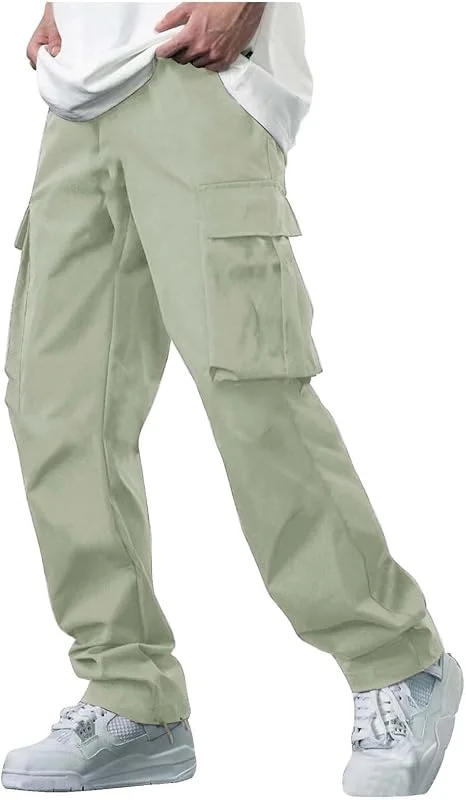Herren Hose Chino Cargo Hose Freizeithose Baumwolle Sporthose Casual Jogginghose Elastische Taille mit Kordelzug Sweatpants Herren mit Taschen Softshell Hose Herren Hosen Cargo Schwarz — Heizkleidung