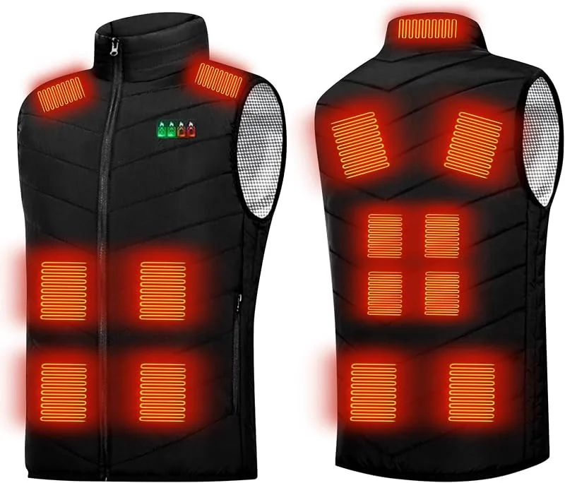 AEGJEGVD Beheizbare Weste Heizweste Herren Damen 15 Zonen Heizung 3 Temperaturregler Beheizte Weste (Ohne Powerbank) Beheizbare Jacke — Heizkleidung