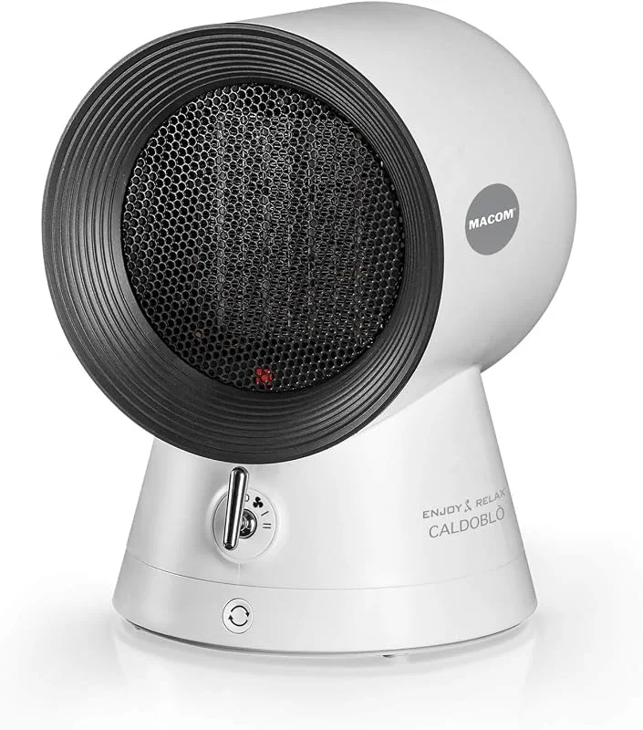 MACOM Heizlüfter aus Keramik mit geringem Energieverbrauch, 2 Temperaturstufen, Raumthermostat, Enjoy & Relax 932 Caldoblo, weiß, schwarz — Heizung Warmepumpe