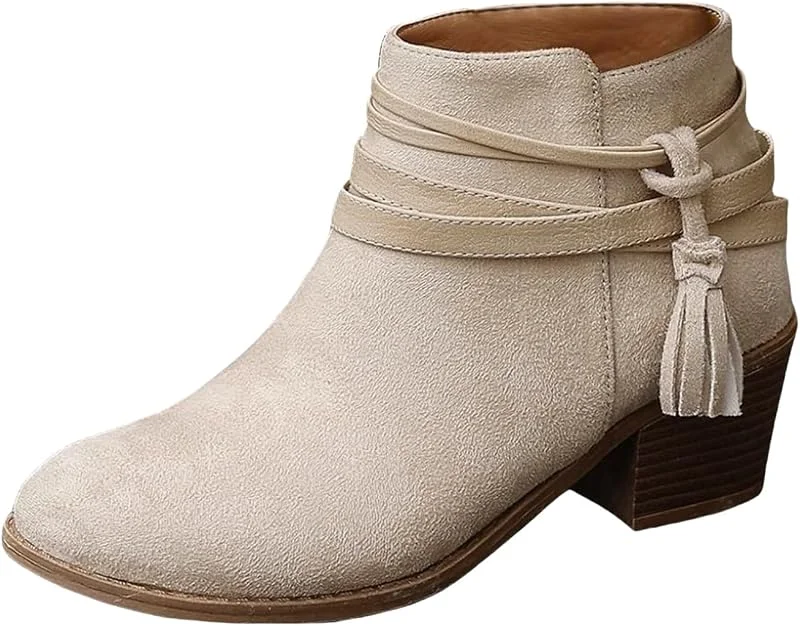 Damenstiefel, quadratischer Absatz, klassisch, kurze Stiefeletten aus Wildleder, bequem, britischer Stil, elegant, Herbst, Winter, Outdoorschuhe für Damen — Heizkleidung