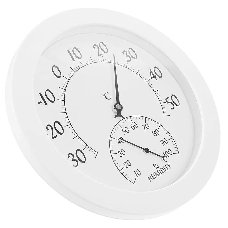 Analoges Hygrometer mit Temperaturanzeige, Großes Rundes Zifferblatt — Luftbefeuchter