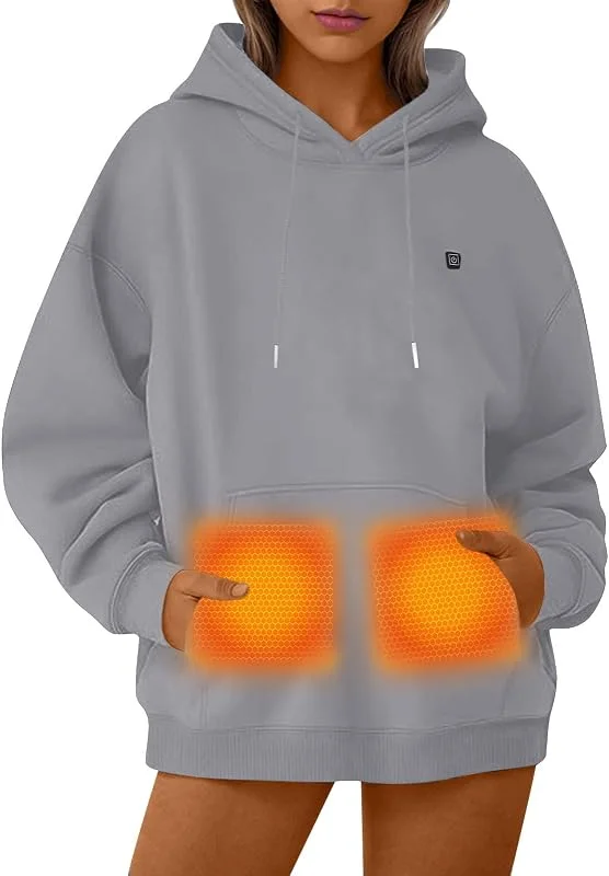 Beheizbarer Hoodie Damen Herren Kapuzenpullover Winter Beheizbare Pullover mit Kapuze Unisex Hoody Elektrische Beheizte Kapuzenpulli mit 5 Heizzonen Outdoor Heizjacke Heizweste Wärmende Sweatshirt — Heizkleidung