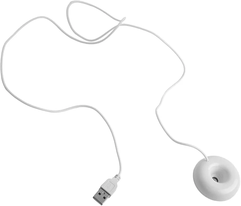 Tragbarer Mini-Luftbefeuchter in Donut-Form, USB-betrieben, automatische Abschaltung, feiner Nebelmacher für Zuhause, Büro, Schreibtisch, Luftbefeuchter, Weiß (weiß)