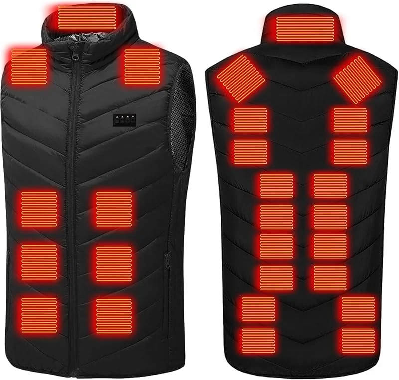 Battnot Beheizbare Weste Herren Warme Dicke, Unisex 29 Zonen, Winterjacke USB Elektrische, Beheizte Wärme Ärmellos Jacke mit Heizung, Skijacke Mit Wärmefunktion Heizjacke Weich Bequem Steppweste — Heizkleidung