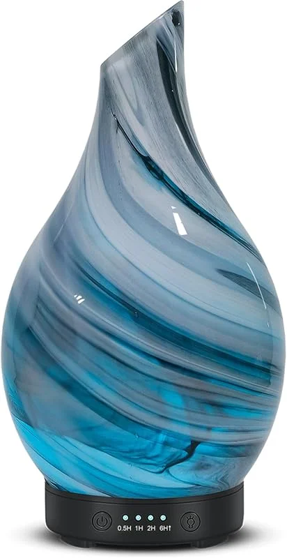 Aroma Diffuser aus Glas Ultraschall Aromatherapie Diffusor für ätherische Öle, 7 Farben-Beleuchtung, Automatische Abschaltung, Luftbefeuchter Elektrisch Duftlampe für Schlafzimmer Büro Spa 150ML