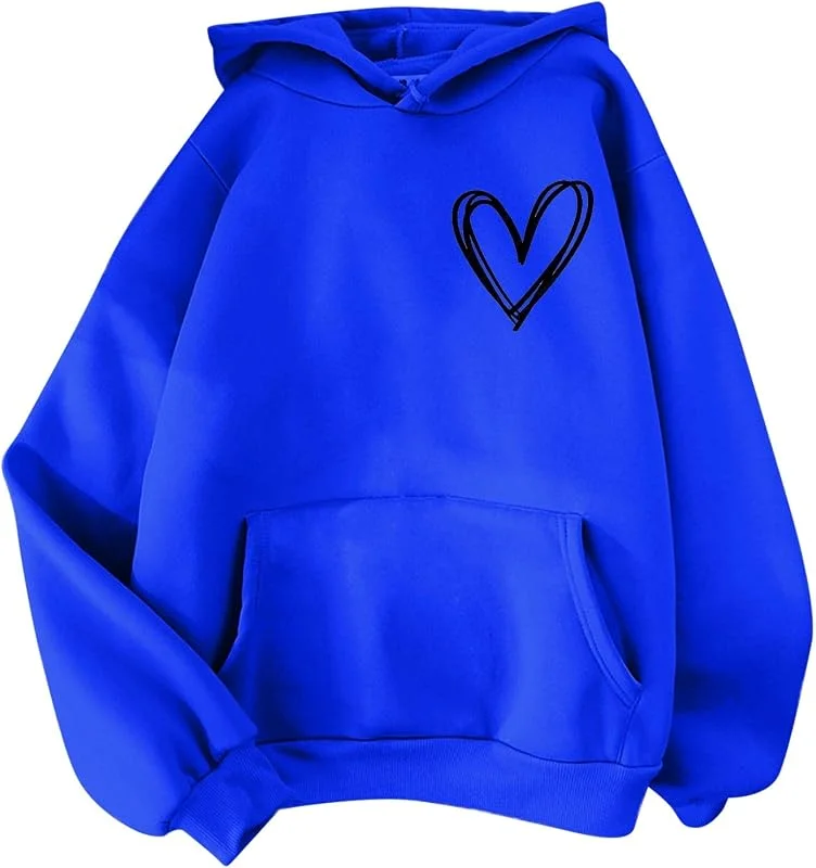 Hoodie Damen Baumwolle Long Kapuzenpullover mit Kapuze Sweatshirt Rundhals Y2K Jacke Vintage Kapuzenjacke Kordelzug Sweatjacke Oversize Casual Pullover Hoody mit Tasche — Heizkleidung