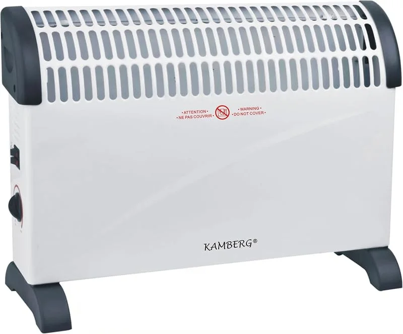 Kamberg Konvektor – Heizung – Elektrischer Heizkörper – 3 Leistungsstufen mit Thermostat – leise, schnelle Heizung bei geringem Verbrauch – 2000 W – Weiß — Heizung Warmepumpe