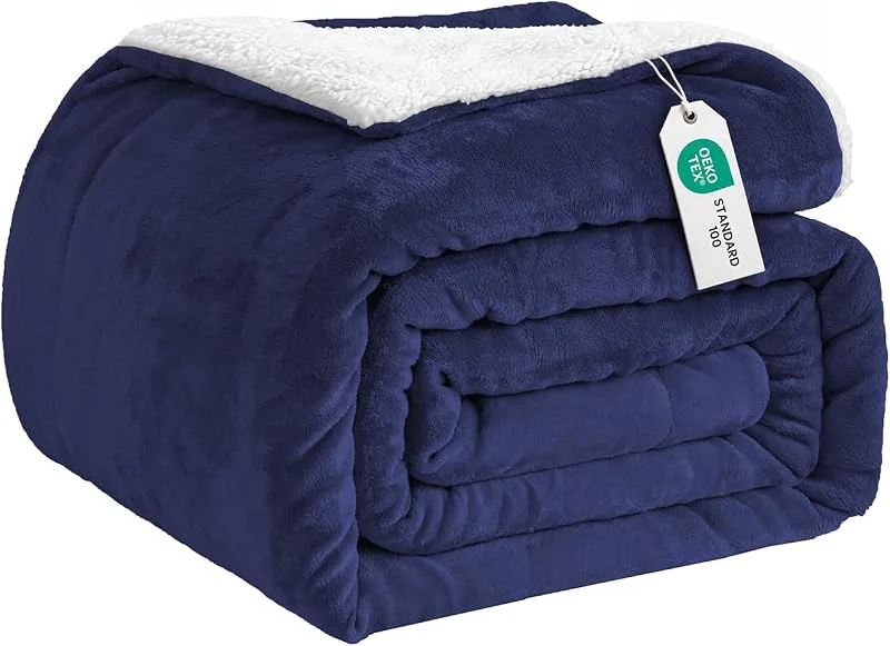 Good Nite Kuscheldecke 150x200cm Marineblau Fleecedecke Wohndecke Decke Sherpa Sofaüberwurf Couchdecke Warm Winter Weich — Heizung Warmepumpe