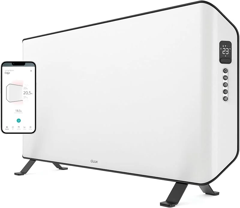 Duux Edge Smart Elektroheizung Energiesparend 2000w - Elektro Konvektor Heizung - Elektro Heizkörper Badezimmer - Heizlüfter mit Thermostat - Elektrische Heizgeräte für Räume bis zu 30m² - Weiß — Heizung Warmepumpe