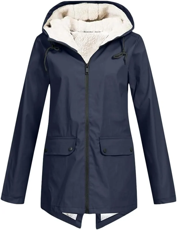 Winterjacke Damen Warm Teddyfleece Gefütterte Regenjacke Damen Wasserdicht Regenmantel Frauen Mit Kapuze Skijacke Outdoor Funktionsjacke Parka Winddicht Softshelljacke Zipper Übergangsjacke — Heizkleidung