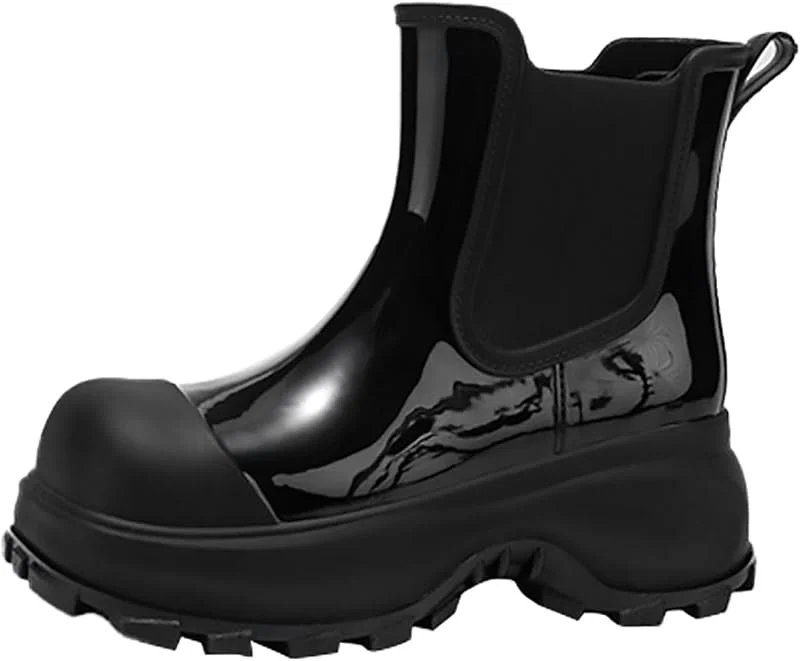 Regenstiefel für Damen, rutschfest, Plattform, Wasserschuhe, kurze Gummistiefel, wasserdicht, Garten, Arbeitsschuhe, Outdoor — Heizkleidung