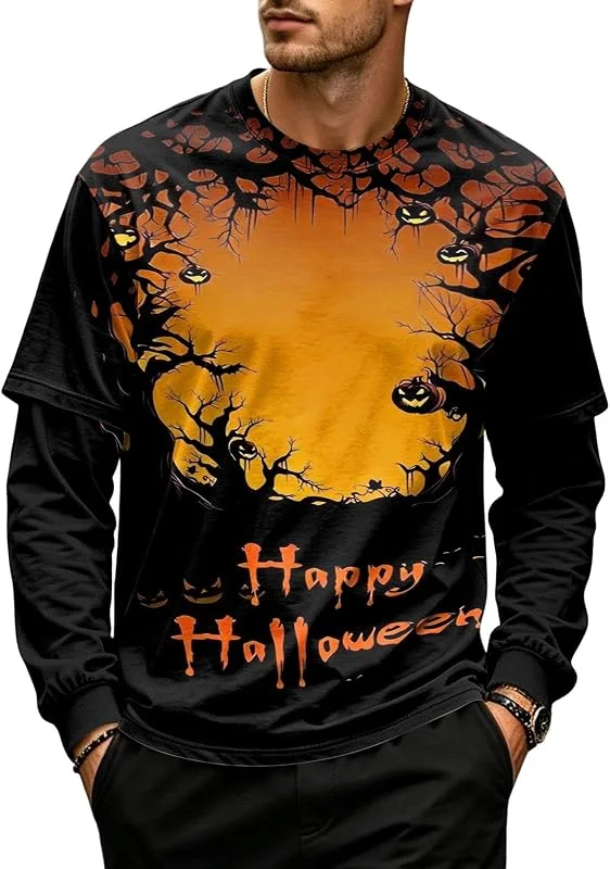 Generisch Herren Totenkopf Langarmshirt 3D Print Sweatshirt Rundhals Gruselig Halloween Party Karneval Cosplay Bequem Streetwear Top. — Heizkleidung