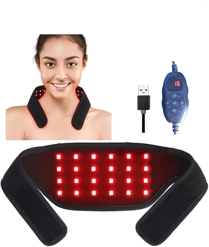 Rotlichttherapiegürtel für den Nacken, Heizkissen mit 660 nm 850 nm Infrarotlicht, beheiztes Kissen zur Schmerzlinderung und Entspannung von Handgelenken, Knöcheln und Waden, 24 LEDs, 3 Modi, 10Hz, 40Hz Puls — Heizung Warmepumpe