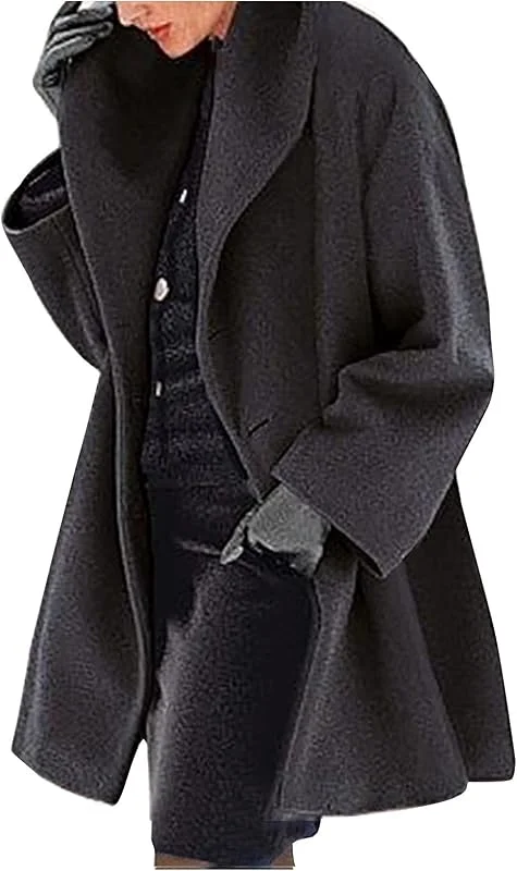 Ansenesna Wintermantel Damen Wolle Elegant Wollmantel Damen Winter — Heizkleidung