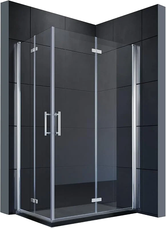 SONNI Duschkabine Eckeinstieg 90x120cm, 6mm Nano-ESG, 2-fach faltbar, Silber — Küche & Haushalt